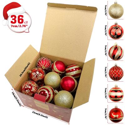 China OurWarm Wholesale Plastic Decoration 36pcs Christmas Ornament Big Balls Sets for sale