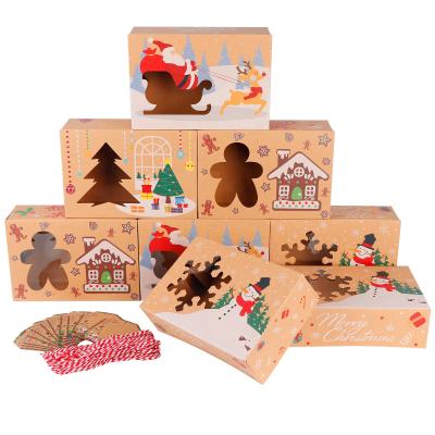 China OurWarm 2021 New Design 12PCS Paper Cake Christmas Packaging Cookie Bags Box With Window for sale