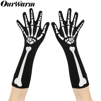 China Halloween Party OurWarm Black Skull Bone Gloves Halloween Party Decoration for sale