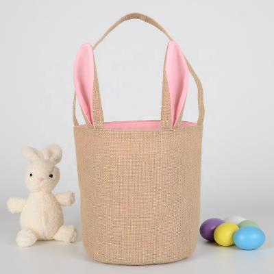 China Easter Egg Basket OurWarm 2020 New Osterkorb Easter Creative Happy Cotton Buckets Gift Bag Cut Bunny Easter Basket With Handle for sale