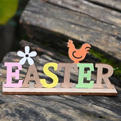 China Easter Home Decor Spring Ornaments or Kids Toy OurWarm Colorful Easter Craft Easter Table Home Wooden Decoration Hello for sale