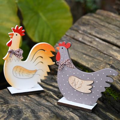 China Wooden Hen Cock Rooster Sublimation Ornaments Easter Decor Easter Home Decor Kids Gift or Toy OurWarm Happy Easter Carft Kids for sale