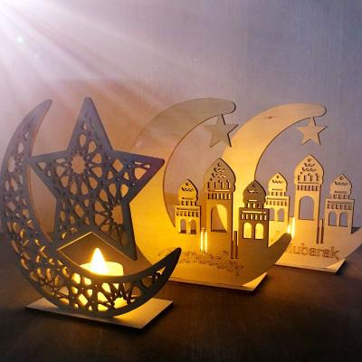 China Muslim Star Ramadan Eid Mubarak Decoration Eid Hanging Ornaments Wooden Moon Eid Mubarak Decoration OurWarm Festival Home for sale