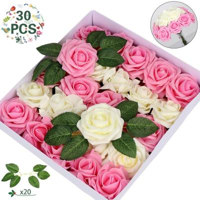 China OurWarm 30Pcs Artificial Real Roses Stem Artificial Flowers Home Decoration Roses For Wedding Bouquets Centerpieces for sale