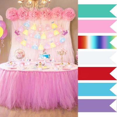 China OurWarm Plaid Wedding Home Textile 100x80cm Many Tulle Tutu Table Skirt Tableware For Wedding Decoration Baby Shower Party for sale