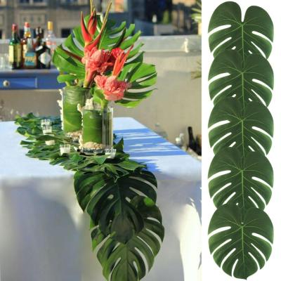 China Hawaiin Party Luau Party Or Island Style Pool Party OurWarm Table Place Mat 12pcs Tropical Artificial Palm Leaves For Hawaii Party Wedding Table Decoration for sale