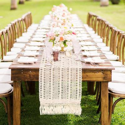 China OurWarm Jacquard 30x274CM Hollow Out Wedding Decoration Morocco Style Macrame Boho Nordic Table Runner With Tassels for sale