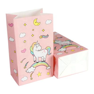 China Ourwarm Recyclable Unicorn Party Paper Gift Bags Baby Shower Candy Box with Sticker for Birthday Party Supplies for sale