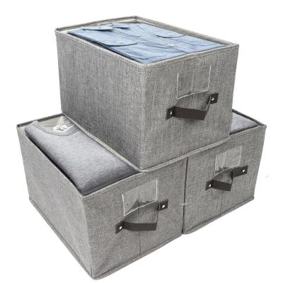 China OurWarm Storage Bins Bins Viable Storage Baskets 38x26cmx24cm Gray Collapsible Stackable Felt Clothes for sale