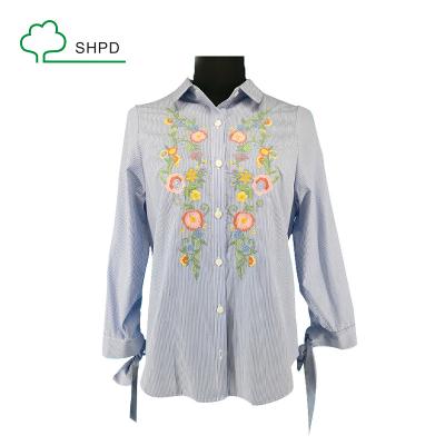 China Concise Design Anti-pilling Square Collar Women's Button Down Custom Long Sleeve Shirt for sale