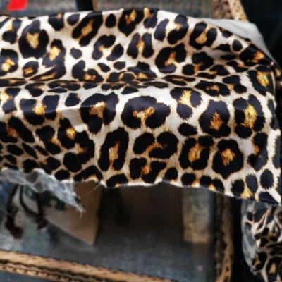 China 19MM Leopard Viable Animal Satin Print Silk Shawl Fabric Factory Direct In Stock Hot Selling for sale