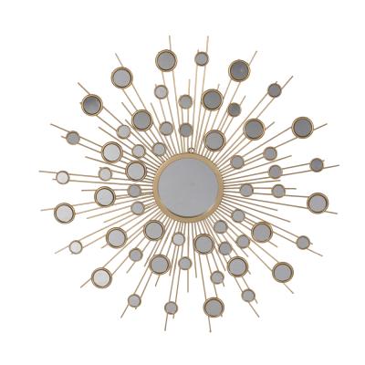 China Modern Design Handmade Sunburst Metal Frame Iron Gold WALL MAGIC WISDOM Expedition Wall Decorative Mirror for sale