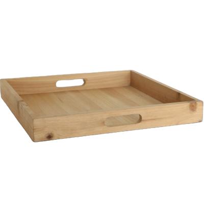 China Wholesale Home Decoration WISDOM Factory Serving Tray Hot Selling Wooden Breakfast Food Storage Handles Serving Tray for sale