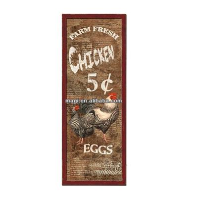 China Eco-Friendly Design American Restaurant Rooster Farm Wooden Wall Sign for sale