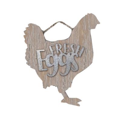 China Eco - Friendly Galvanized Kitchen Decoration Wooden Rooster Wall Sign for sale