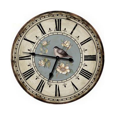 China Antique Style Garden Series Bird and Flower Roman Numeral Wall Clock Pattern for sale