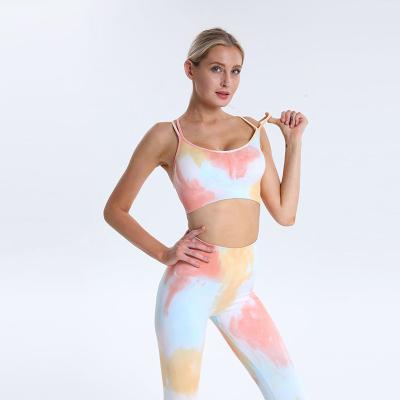 China Breathable seamless tie-dye outdoor sports fitness quick-drying beauty back sports yoga bra for sale