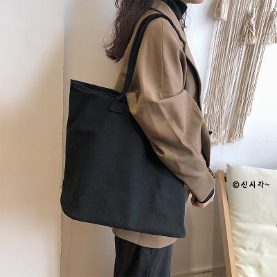 China Promotional Custom Wholesale Goods 2021 Eco Friendly Recycled Fabric Black Empty Beach For Shopping Women Canvas Gift Cotton Tote Bag for sale