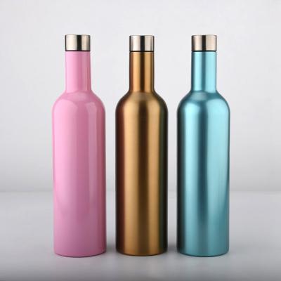 China New Product 750ml Stainless Steel Tumblers Wine Wall Stainless Steel Water Bottle Viable Wine Flask Double Wall Stainless Steel Water Bottle for sale