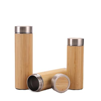 China Business Personalized Stainless Water Bottles 500ml Bottle With Wooden Lid for sale