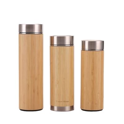 China Hot Selling Business Flask 500ml Bamboo Water Bottle With Bamboo Lid for sale