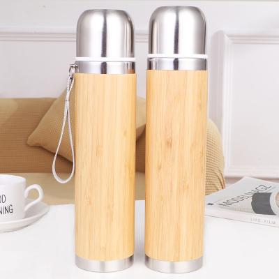 China 500ml Business Stainless Steel Natural Eco Friendly Bamboo Water Bottle For Office for sale