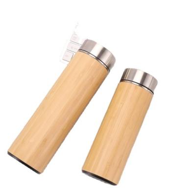 China 500ml Sustainable Flask 304 Stainless Steel Bamboo Bottle With Wooden Lid for sale