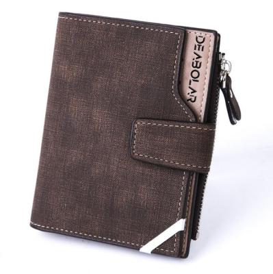 China Fashion Retro Casual Canvas Coin Purse Men Multi-Card Young Student Short Zipper Wallet for sale