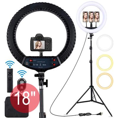 China J055 HANDHELD 1Slamoe 18inch LED Dimmable Make Up Video Light Selfie Ring Circle Lamp 45cm 18inch Ring Light with Tripod Stand for sale