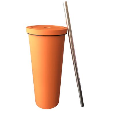 China Modern Custom Logo Double Wall Skinny Stainless Steel Double Wall Tumbler With Lid And Straw for sale