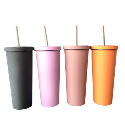 China Modern Wholesale High Quality 24oz Double Wall Insulted Stainless Steel Tumblers With Straw And Lid for sale