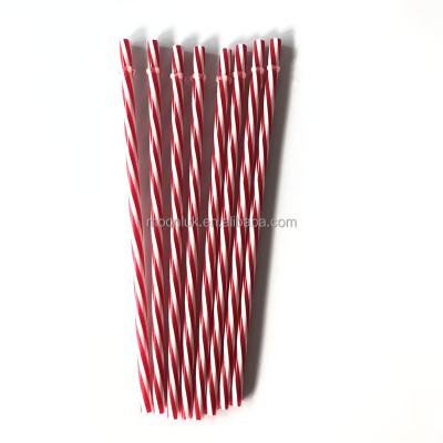 China Colored BPA Free 2 Colors In Red Reusable Plastic Drinking Straws Stripped By Iridescenc One Color Straw pp for sale