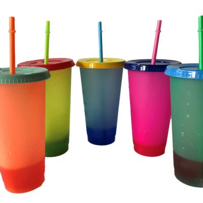 China Sustainable Color Changing Plastic Cups 710ml Plastic Drinks PP Tumbler for sale