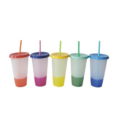 China Can change color with water RTS 710ml icy red clear cold color changing 24oz cups plastic coffee cup for sale