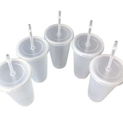 China China Sustainable Supplies Wholesale 10*6*18cm 24oz Clear White Plastic Cups For Cold Drinks for sale