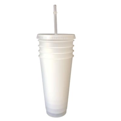 China 2020 Hot Sale Reusable Summer Sustainable Cold Plastic Coffee Cups Frosted Tumbler 750ml White for sale