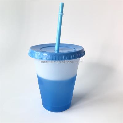 China Can Change Color With Clear Color Change 2020 Hot Sale Water Stock 16OZ Freezing In Cold Blue Plastic Color Changing Cups for sale