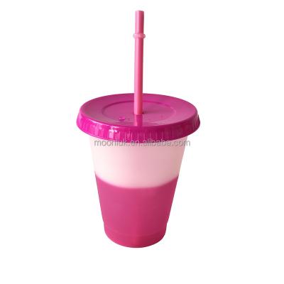 China Can change color with clear 16OZ icy puffy action to pink plastic tumbler cold color 5 color in 1 set gift for sale