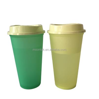 China Sustainable RTS Coffee Mugs With Hot Lid 16OZ Color Changing Plastic Cups for sale