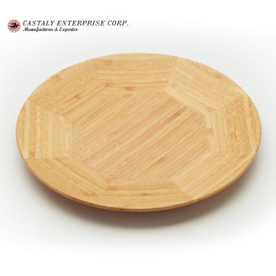 China Sustainable Kitchenware Product Natural Green Bamboo Disposable Round Serving Plates for sale