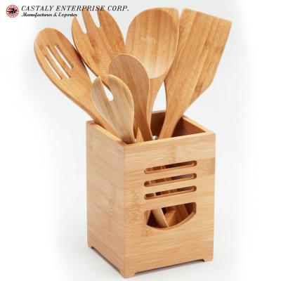 China Disposable Kitchen Supply High Quality Kitchen Utensils Set Food Grade Bamboo Spoons And Spatulas Cookware Sets for sale