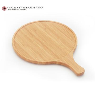 China 12.5 Inch Disposable Big Log Premium Natural Serving Tray Bamboo Pizza Peel Panel for sale