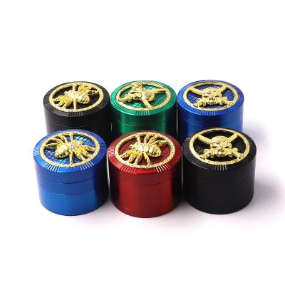 China High Quality Joint GrinderTobacco Color 4 Pieces 50mm Smoking Accessory Spice 2inch Spider Zinc Alloy Grinder for sale