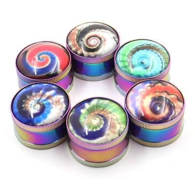 China High Quality Portable Fantasy Color 3 Pieces 50 Mm 2 Inch Swirl Model Spice Crystal Grinder Smoking Accessory for sale