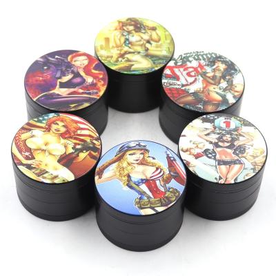 China 4 Pieces Portable High Quality 50mm 2inch American Kind Zinc Alloy Cigarette Grinder Herb Tobacco Spice Girl Smoking Accessories for sale