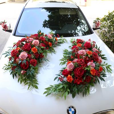 China Wedding Handcrafted Main Layout Meniscus Flower Set Simulation Car Flower Arrangement Car Release Display Welcoming Flower New for sale