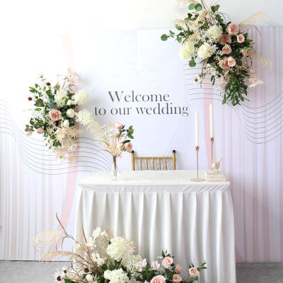 China New Wedding Decoration Hand Made Floral Decoration Signs All Over Studio Wedding Background Wall Decoration Hanging Flowers for sale