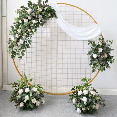 China New arch flower hand made wedding props silk flowers wedding stage layout studio photo background white and green flowers for sale