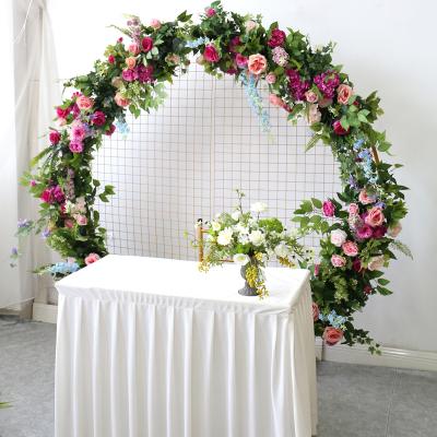 China Simulation Plant Flower Row Arch Decoration Hand Made Flower Strip Wedding Props Road Lead Wall Hanging Flower T Silk Table Round Forest for sale