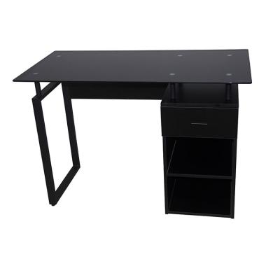 China Small office sample design tempered glass convertible desk table for sale